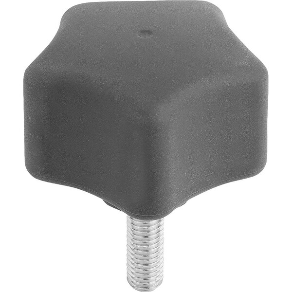 Five Lobe Grip Ergonomic D=M08X30 D1=63 H=45, Form:L Plastic, Black Ral7021, Comp:Steel